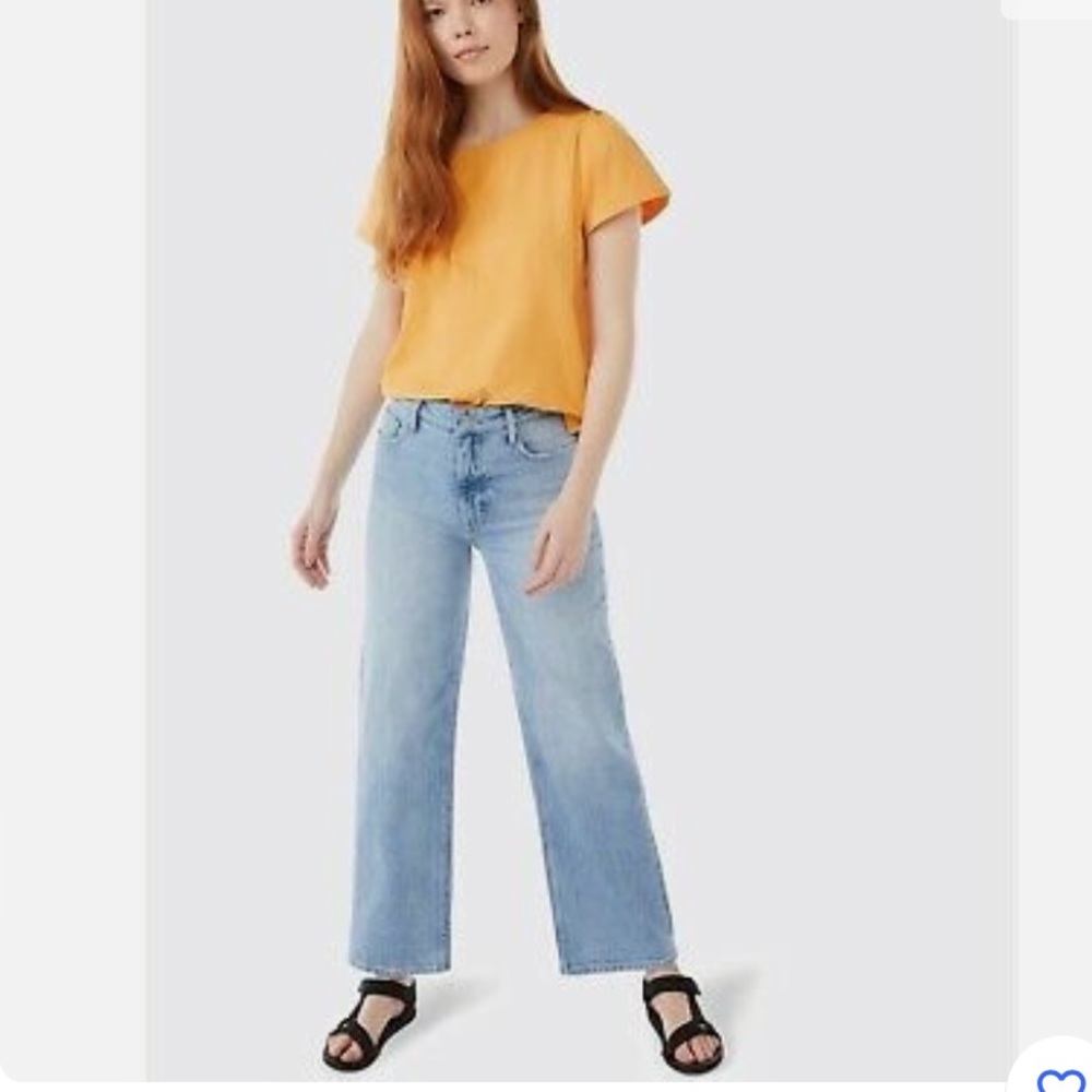 Free Assembly Women's Cropped Wide Straight Jeans, Light Wash in size 12 short